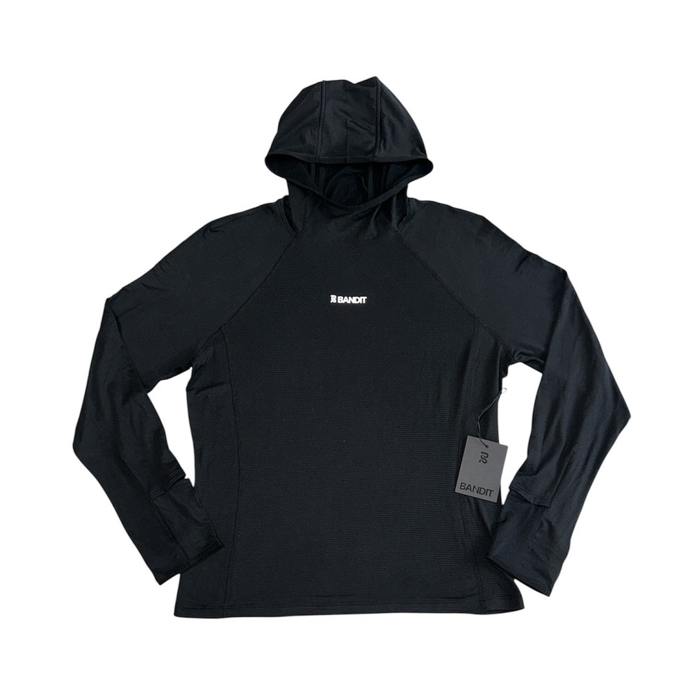NWT Bandit Running Q4 24 Brushed Micro Grid Top Hoodie Women's Size XL Black
